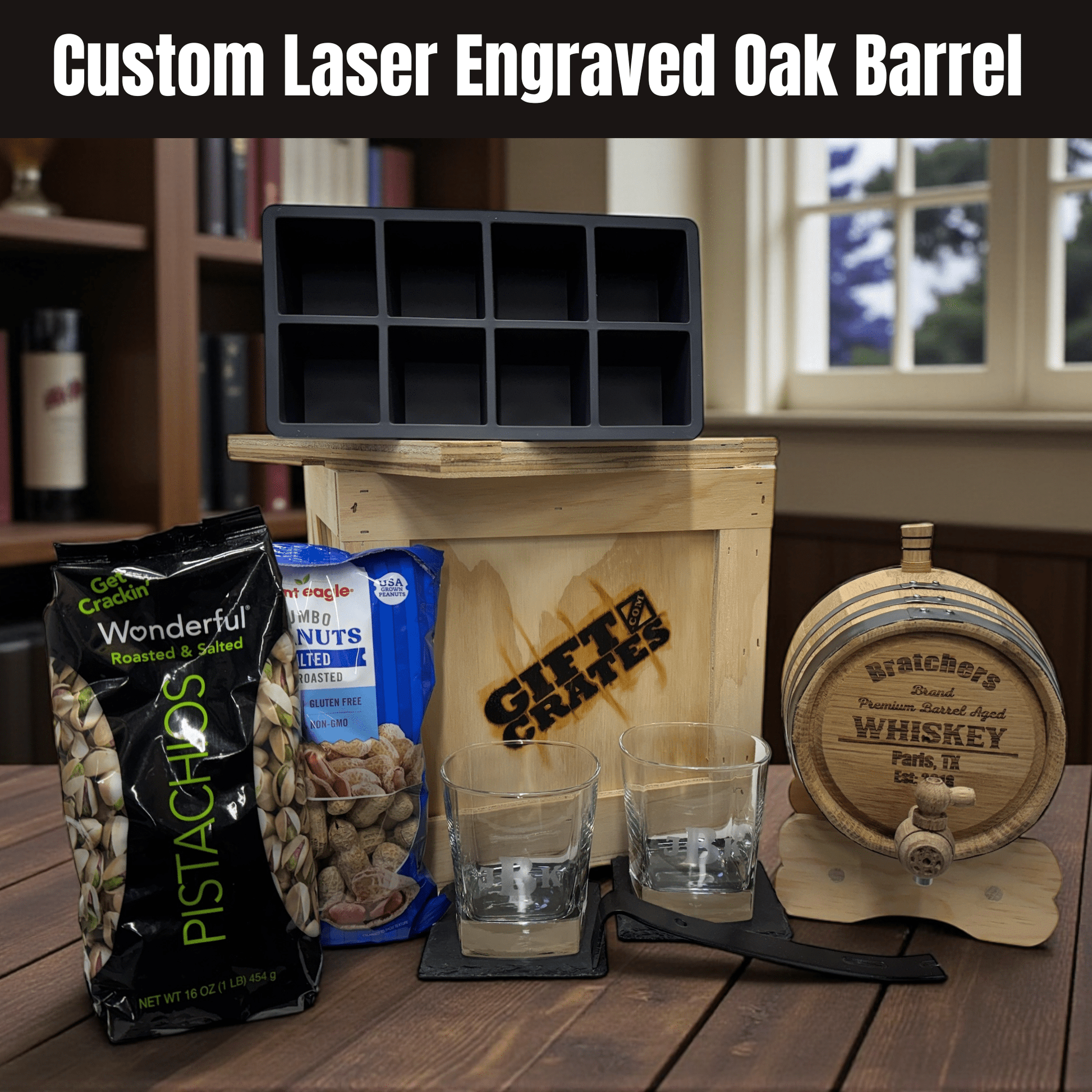 Personalized Whiskey Barrel Crate - Gift Crates