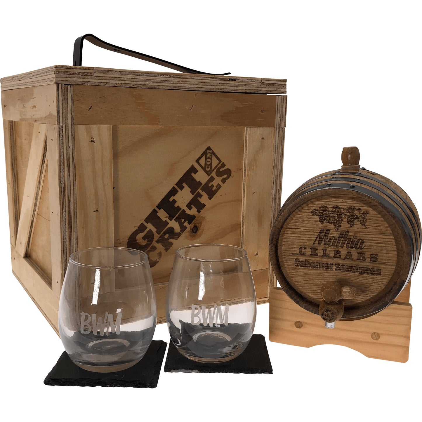 Personalized Wine Barrel Crate - Gift Crates